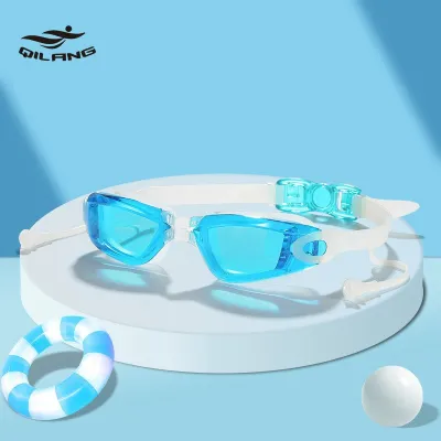 Unisex Fashion One-Piece Earplugs Waterproof Anti-Fog Plating Flat Swimming Glasses