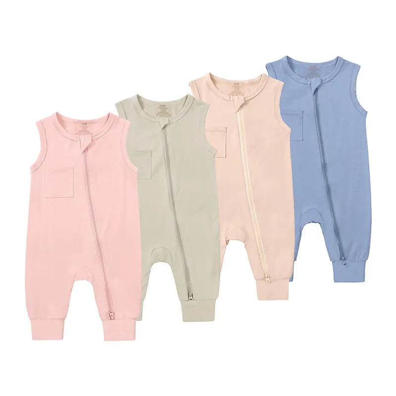 Baby Toddlers Newborn Unisex Casual Basic Sleeveless Zipper Romper