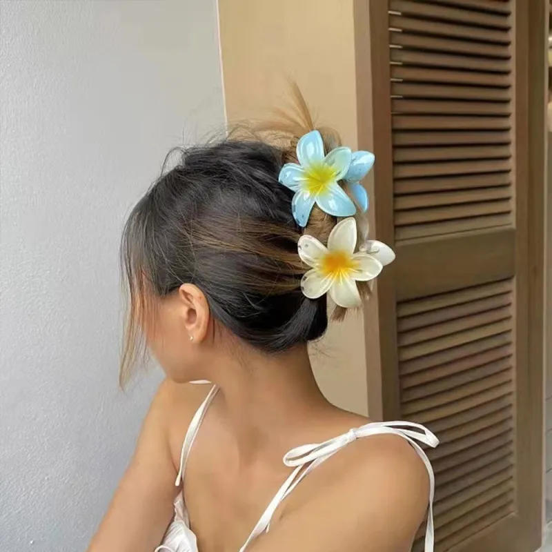 Wholesale Women Multicolor Frangipani Hair Grip Clips Beach Vacation Style