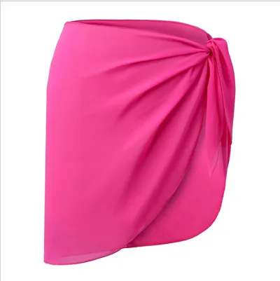 Women Fashion Solid Color Mesh Lace Up Swimsuit Cover Up Skirt