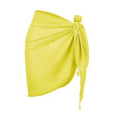 Women Fashion Solid Color Mesh Lace Up Swimsuit Cover Up Skirt