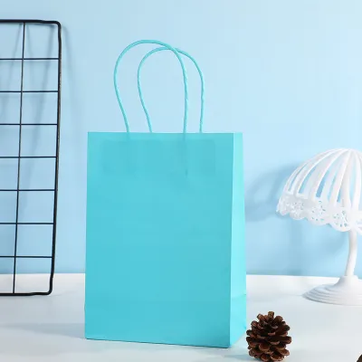 Candy Color Kraft Paper Storage Packaging Bag Garment Accessories Shopping Bags