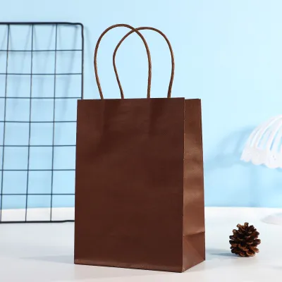 Candy Color Kraft Paper Storage Packaging Bag Garment Accessories Shopping Bags