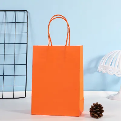 Candy Color Kraft Paper Storage Packaging Bag Garment Accessories Shopping Bags