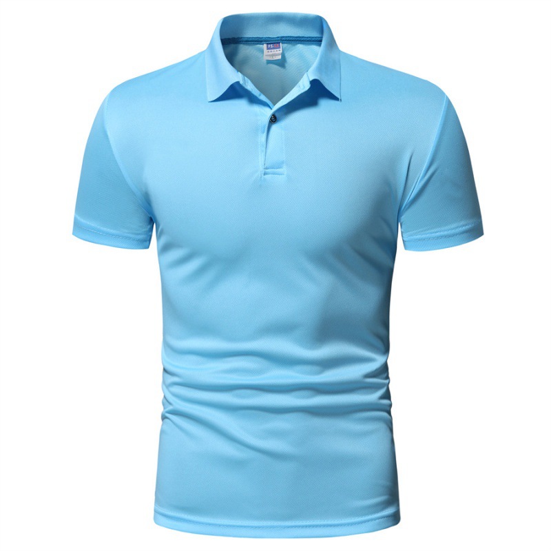 Wholesale Men Casual Solid Color Lapel Short Sleeve Polo Shirt