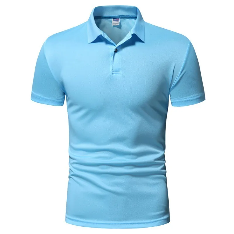 Men's Casual Solid Color Asymmetrical Short Sleeve Polo Shirt