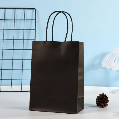 Rectangular Candy Color Kraft Paper Shopping Bag with Handle Storage Packaging for Garments