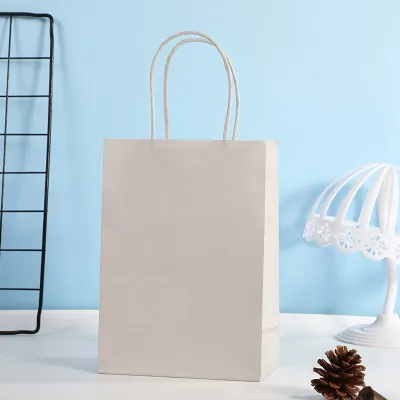 Rectangular Candy Color Kraft Paper Shopping Bag with Handle Storage Packaging for Garments