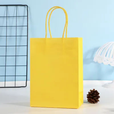 Rectangular Candy Color Kraft Paper Shopping Bag with Handle Storage Packaging for Garments