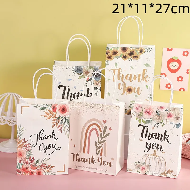 Cartoon Floral White Leather Storage Packaging Shopping Bag Garment Accessories