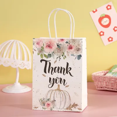 Cartoon Floral White Leather Storage Packaging Shopping Bag Garment Accessories