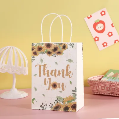 Cartoon Floral White Leather Storage Packaging Shopping Bag Garment Accessories