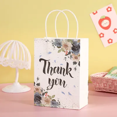 Cartoon Floral White Leather Storage Packaging Shopping Bag Garment Accessories