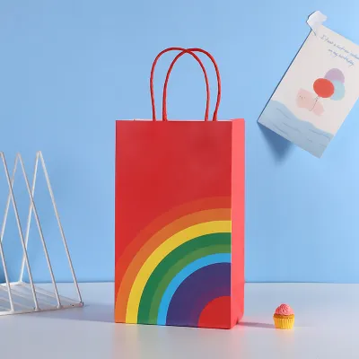 Fashion Rainbow Print Storage Packaging Shopping Bags for Garment Accessories