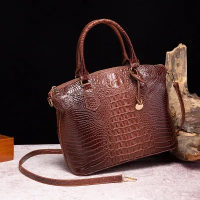 Women Retro Crocodile Pattern Large Capacity Tote Bag