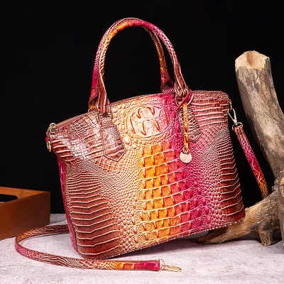 Women Retro Crocodile Pattern Large Capacity Tote Bag