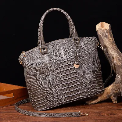 Women Retro Crocodile Pattern Large Capacity Tote Bag