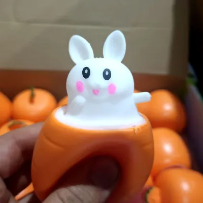 Creative Rabbit Carrot Cup Pinch Music Squeeze Vent Stress Relief Toy for Kids