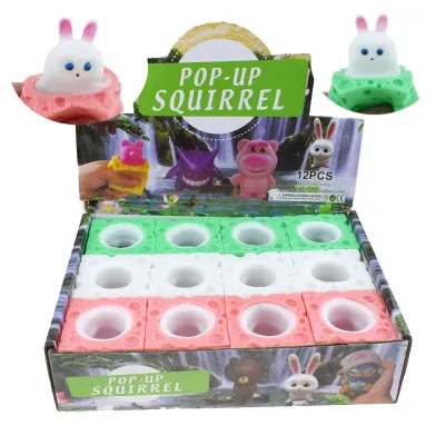 Creative Rabbit Carrot Cup Pinch Music Squeeze Vent Stress Relief Toy for Kids