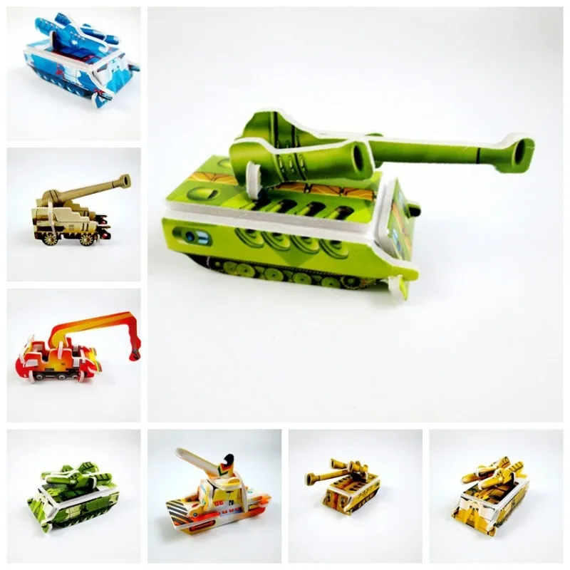 Children 3D Paper Puzzle Tank Chariot Military Model Toy