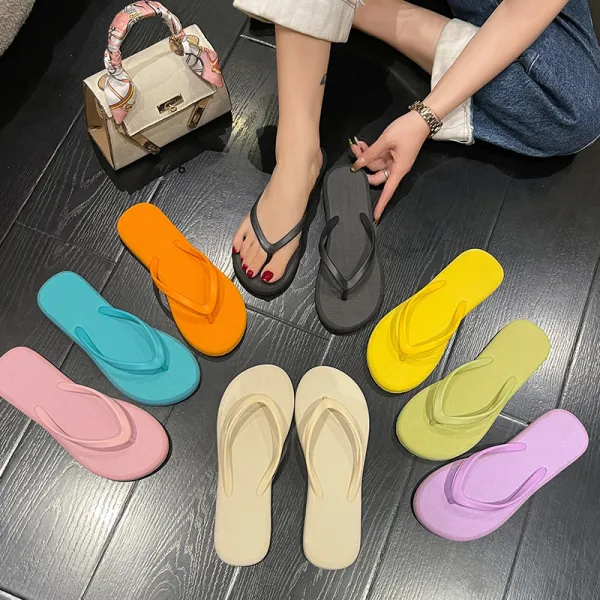 Women Fashion Solid Color Cute Flip Flops