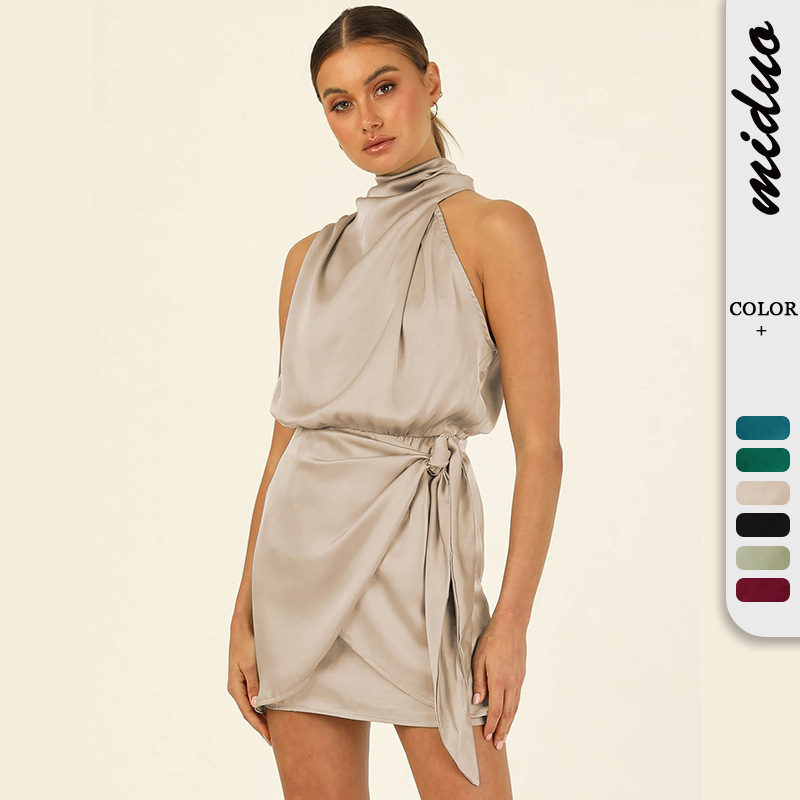 [LOW CLASSIC]/☆24SS HALTER NECK SHIRRING DRESS/BEIGE STRIPE 7440141_1438216.jpg
