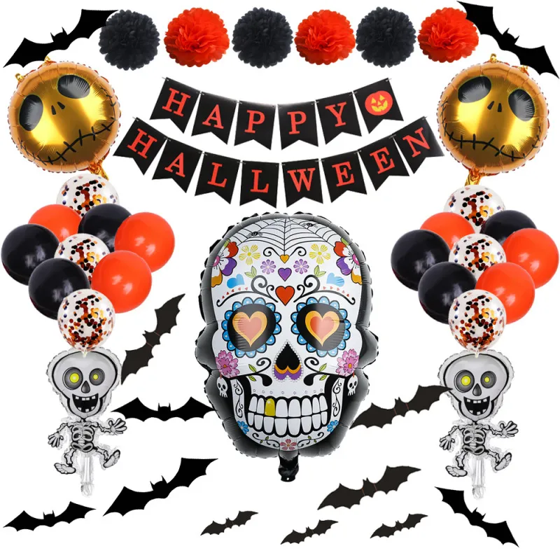 Halloween Aluminum Film Balloon Set Ghost Festival Theme Party Flag Supplies 44pcs/Set