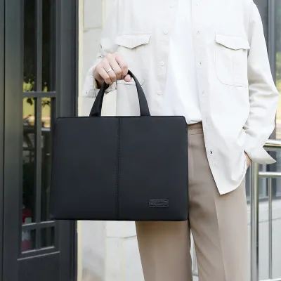 Men's Fashion Portable Nylon Briefcase with Rain Cover and Laptop Compartment