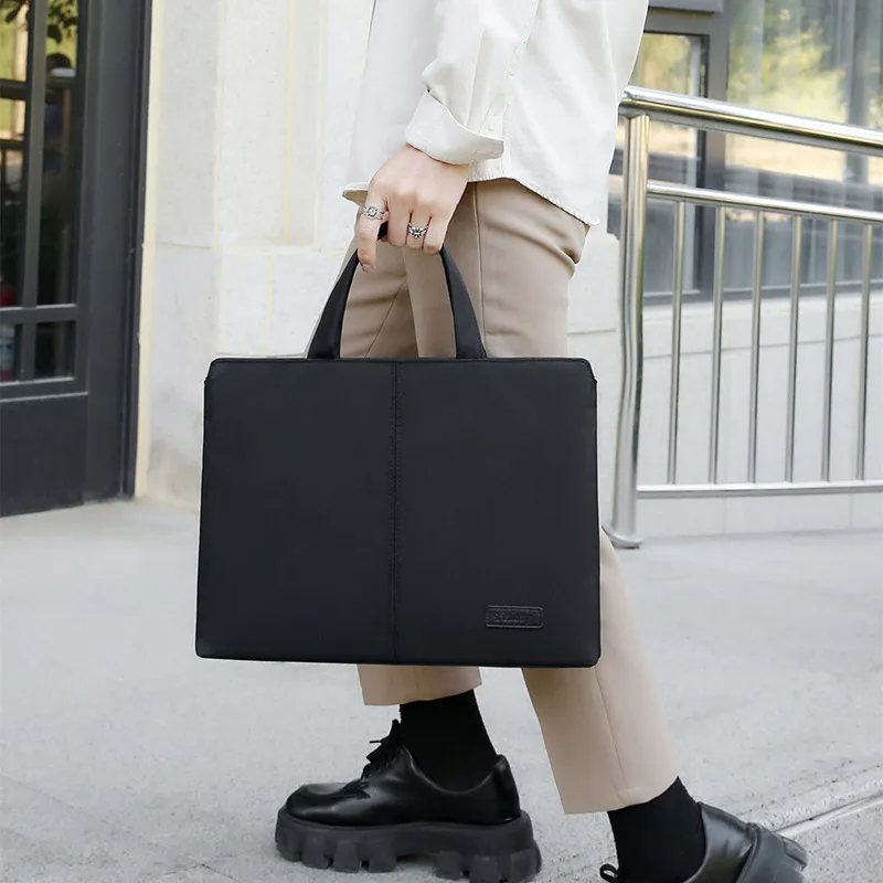 Men's Fashion Portable Nylon Briefcase with Rain Cover and Laptop Compartment