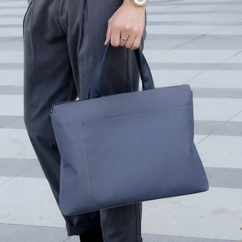 Men's Fashion Portable Briefcase for 15 Inch Laptop, PVC Nylon Lining, Urban Simplicity Style