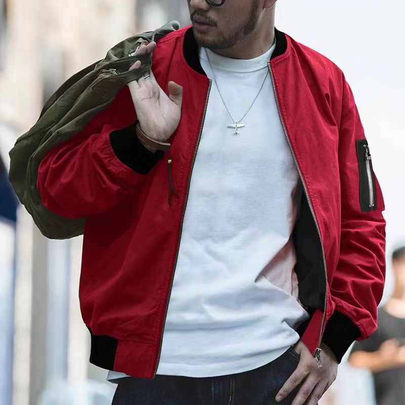 Wholesale Men Casual Stand Collar Zipper Loose Long Sleeve
