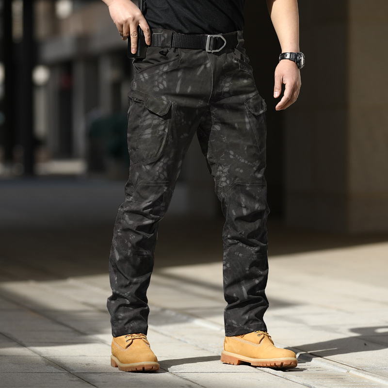 【SATIIIZ】Cope multi-pocket string nylon pants Wholesale Men Casual Solid Color Elastic Breathable Multi