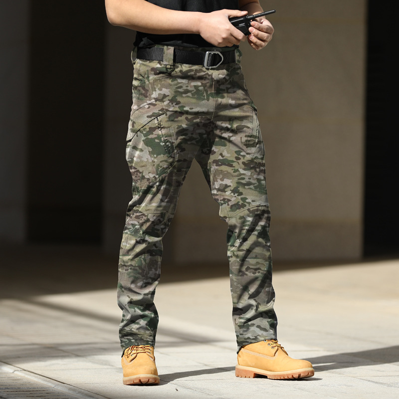 【SATIIIZ】Cope multi-pocket string nylon pants Wholesale Men Casual Solid Color Elastic Breathable Multi