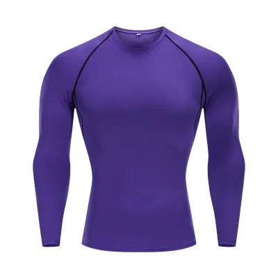 Men Fashion Solid Color Tight Breathable Long Sleeve Milk Fiber Top