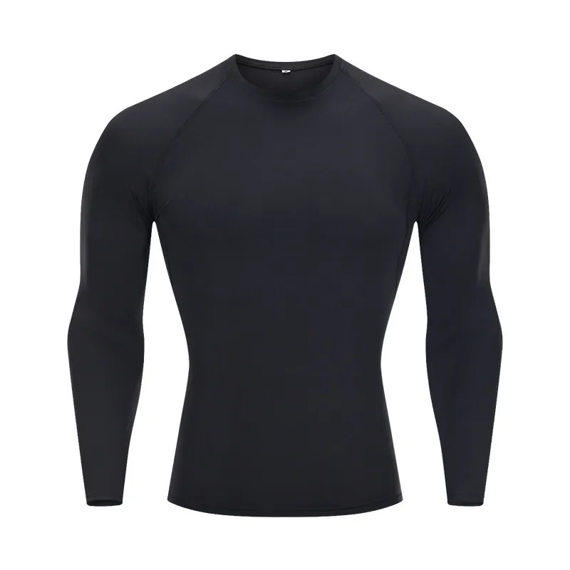 Men Fashion Solid Color Tight Breathable Long Sleeve Milk Fiber Top