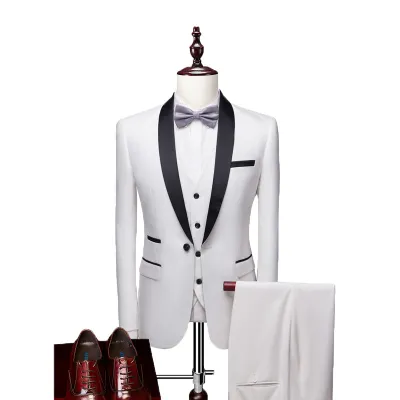 Men's Classic Plus Size Three-Piece Suit Set with Shawl Collar