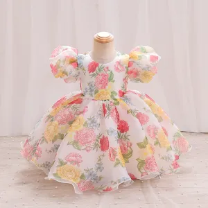 Toddlers Newborn Baby Fashion Girls Princess Short Sleeve Flower Print Party Dress