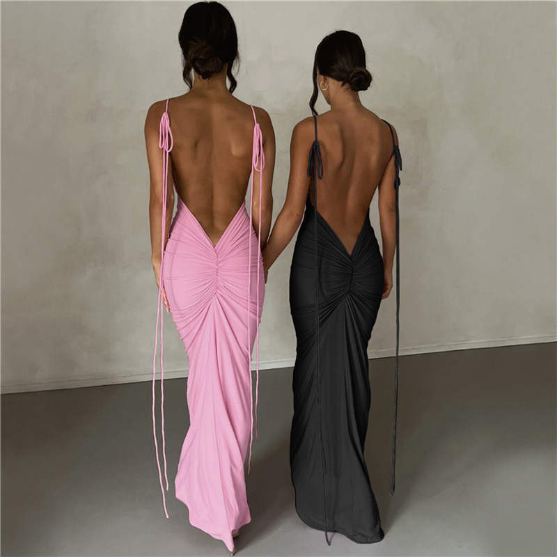 【GLOWNY】★韓国人気★ TIFFANY BACKLESS DRESS ★ 2 COLOR GLOWNY】☆韓国人気☆ TIFFANY BACKLESS DRESS ☆ 2 COLOR