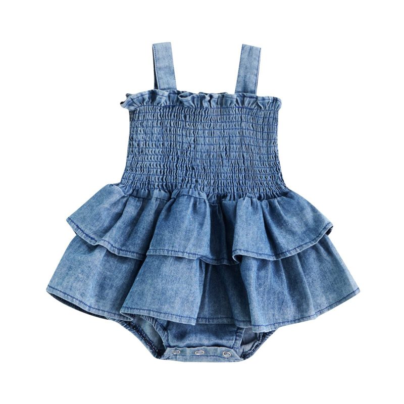 Wholesale Kids Baby Girl Fashion Sling Denim Dress