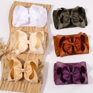 Children Kids Baby Girls Plaid Bowknot Elastic Headband Hair Accessories