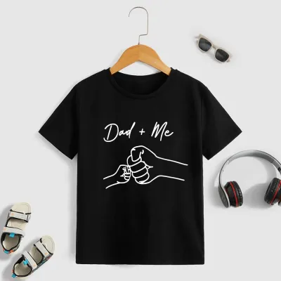 Children Kids Baby Fashion Boys Casual Basic Letter Dad Me Print Short Sleeve T-Shirt