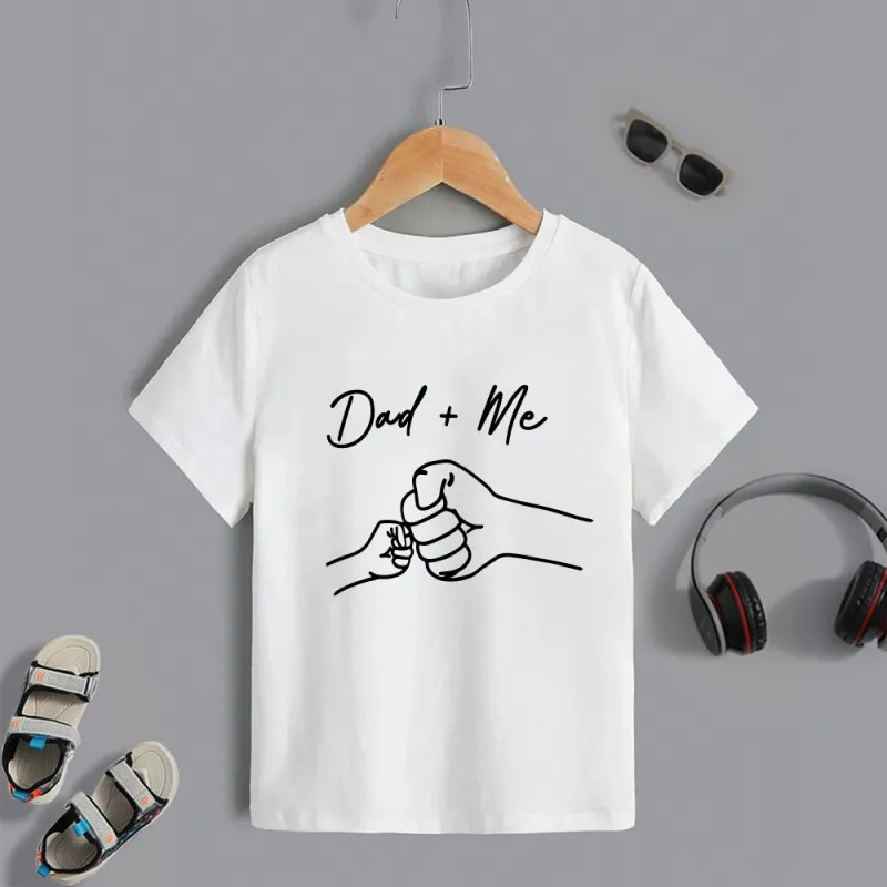 Children Kids Baby Fashion Boys Casual Basic Letter Dad Me Print Short Sleeve T-Shirt