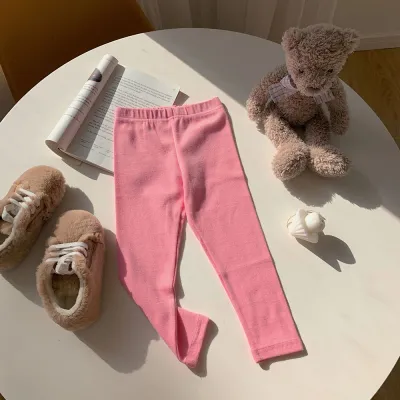 Children Kids Baby Fashion Girls Casual Basic Solid Color Cotton Leggings Pants
