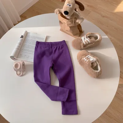 Children Kids Baby Fashion Girls Casual Basic Solid Color Cotton Leggings Pants