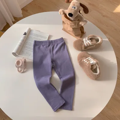 Children Kids Baby Fashion Girls Casual Basic Solid Color Cotton Leggings Pants