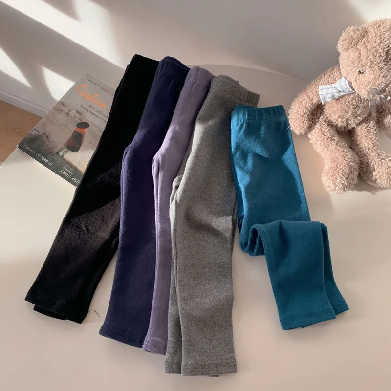 Children Kids Baby Fashion Girls Casual Basic Solid Color Cotton Leggings Pants