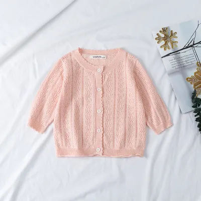 Toddlers Newborn Baby Girls Casual Basic Long Sleeve Solid Color Cotton Knitted Cardigan Coat