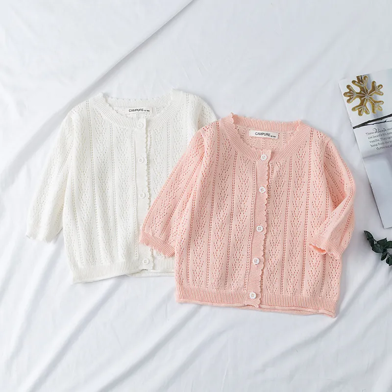 Toddlers Newborn Baby Girls Casual Basic Long Sleeve Solid Color Cotton Knitted Cardigan Coat