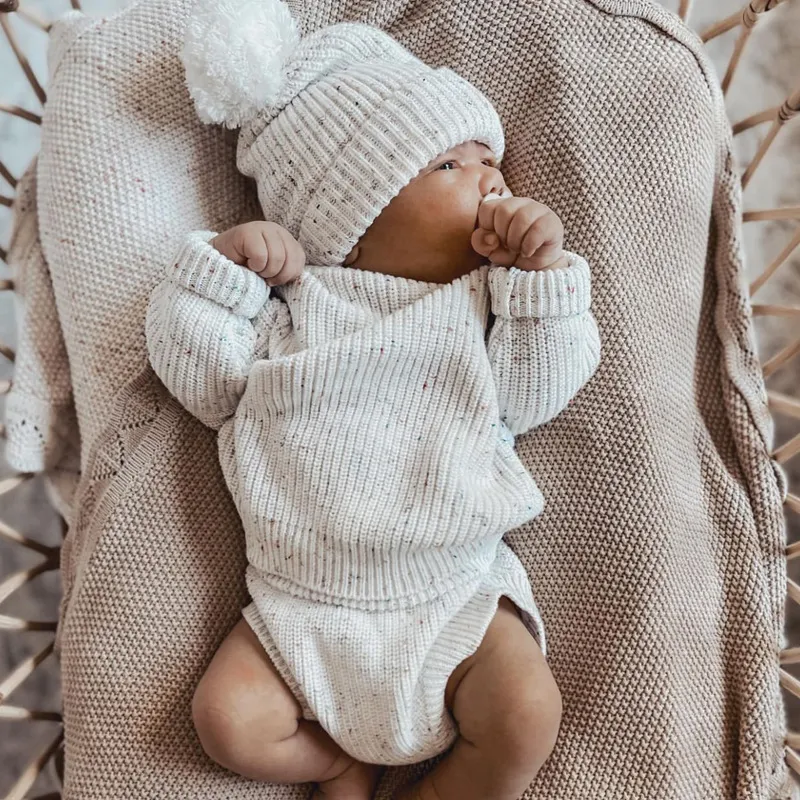 Toddlers Newborn Baby Fashion Boys Girls Casual Basic Long Sleeve Solid Color Cotton Knitted Sweater Pullover Round Neck