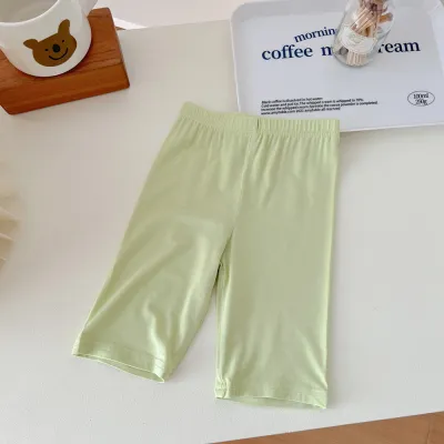 Children Kids Girls Casual Basic Solid Cotton Leggings Shorts Middle Waist